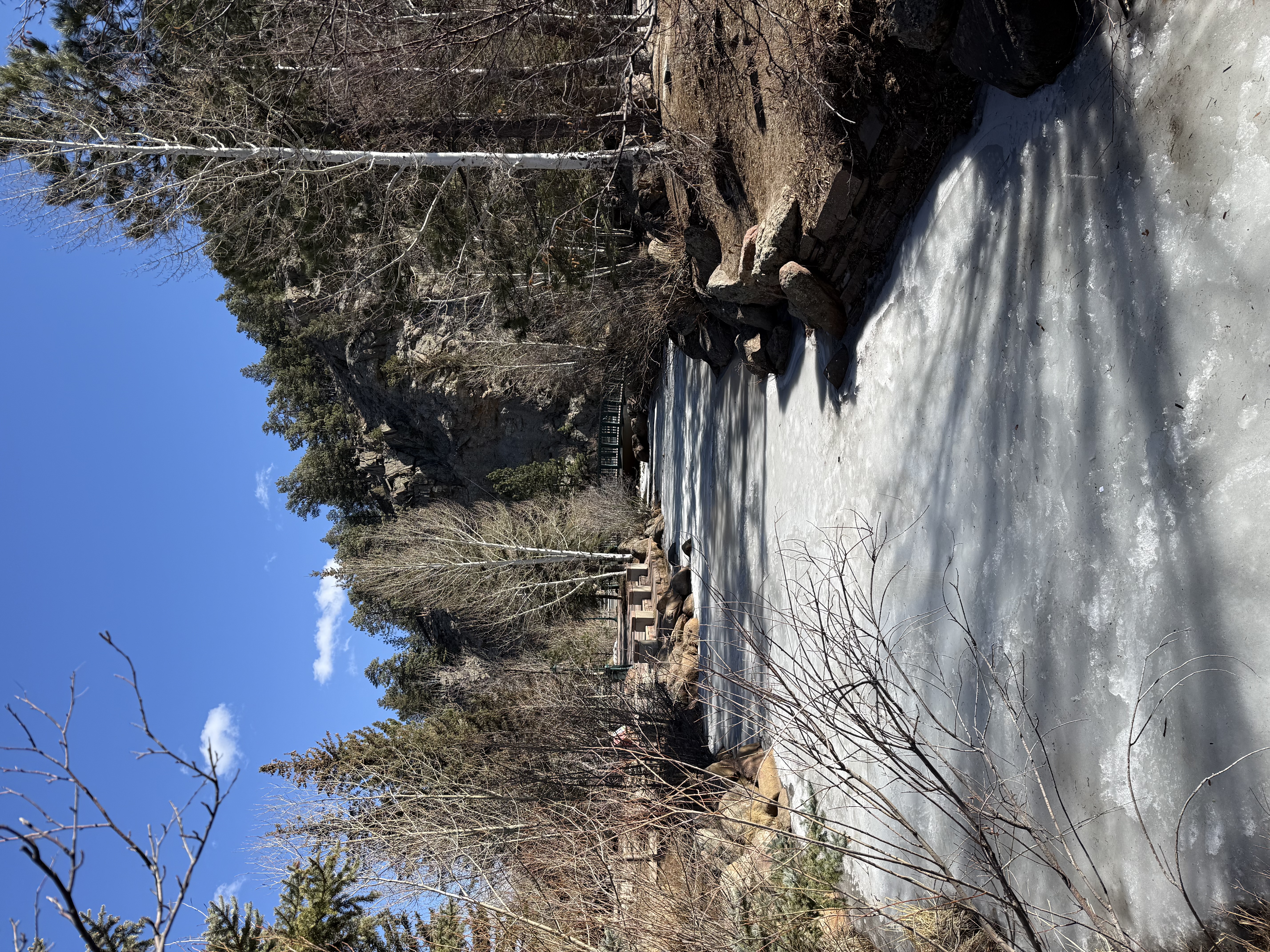 The frozen Riverwalk in downtown Estes Park