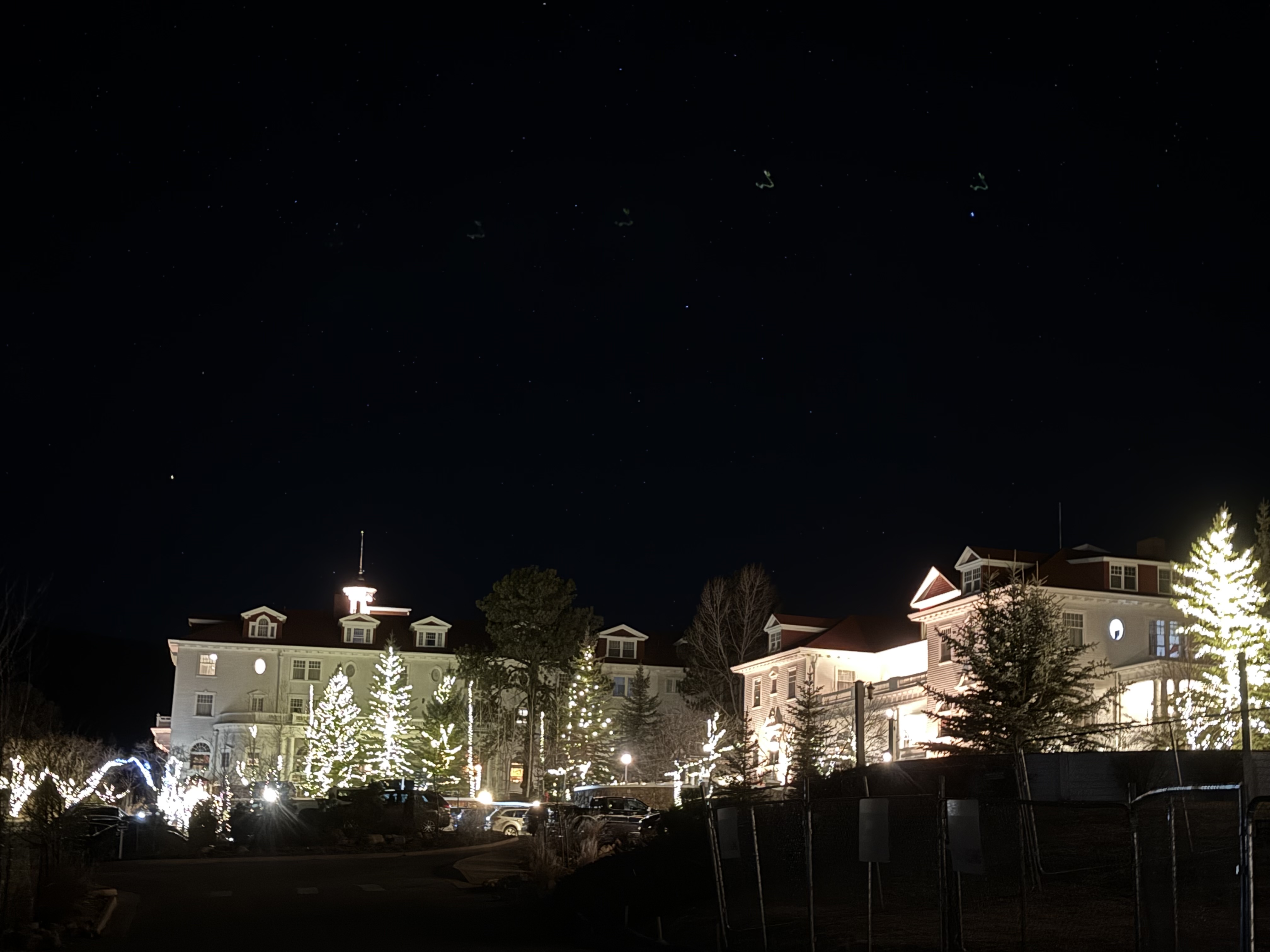 The Stanley Hotel at night