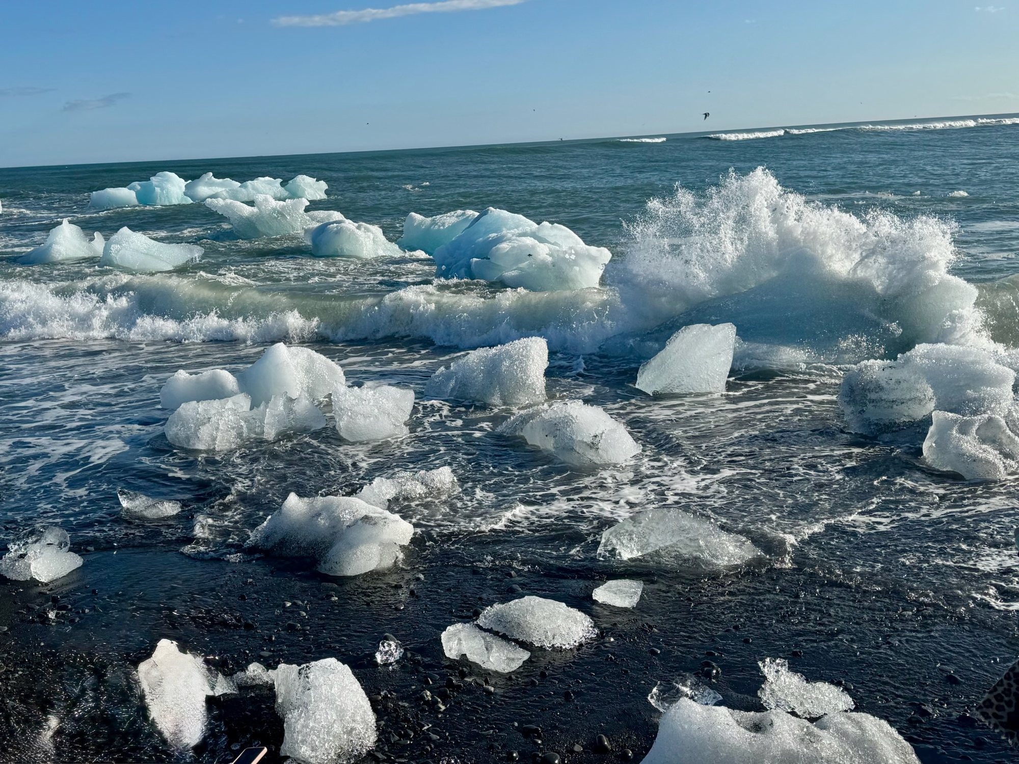 Diamond Beach — ice chunks sparkling on black sand