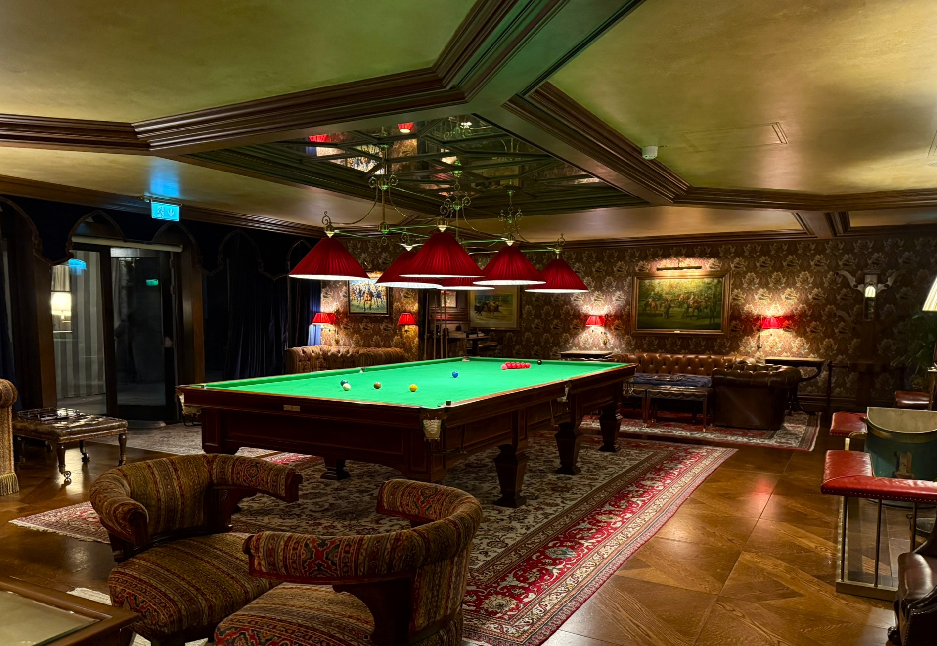 The Billiards Room at Ashford Castle by firelight