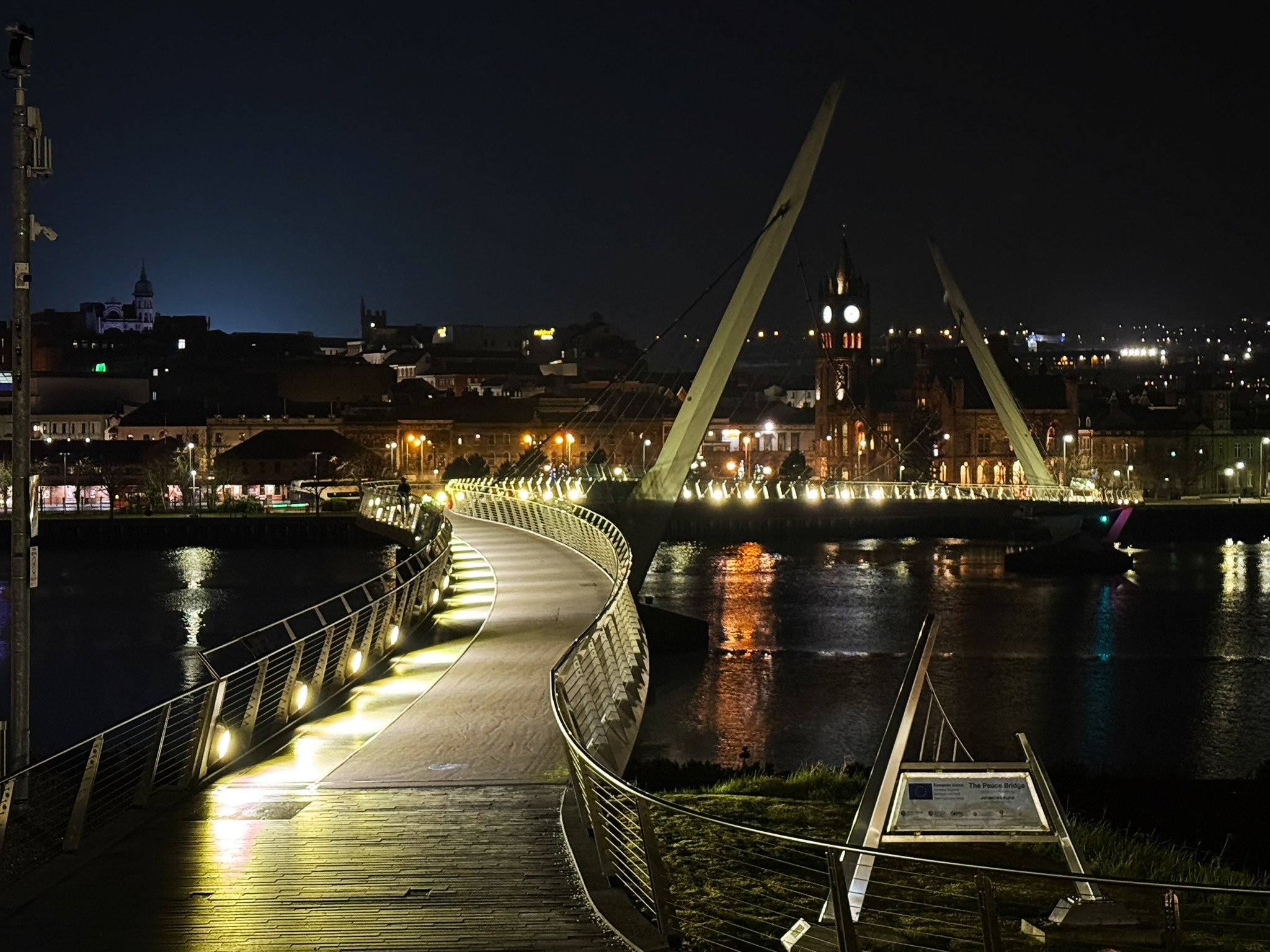 The Peace Bridge stretching over the River Foyle, Derry