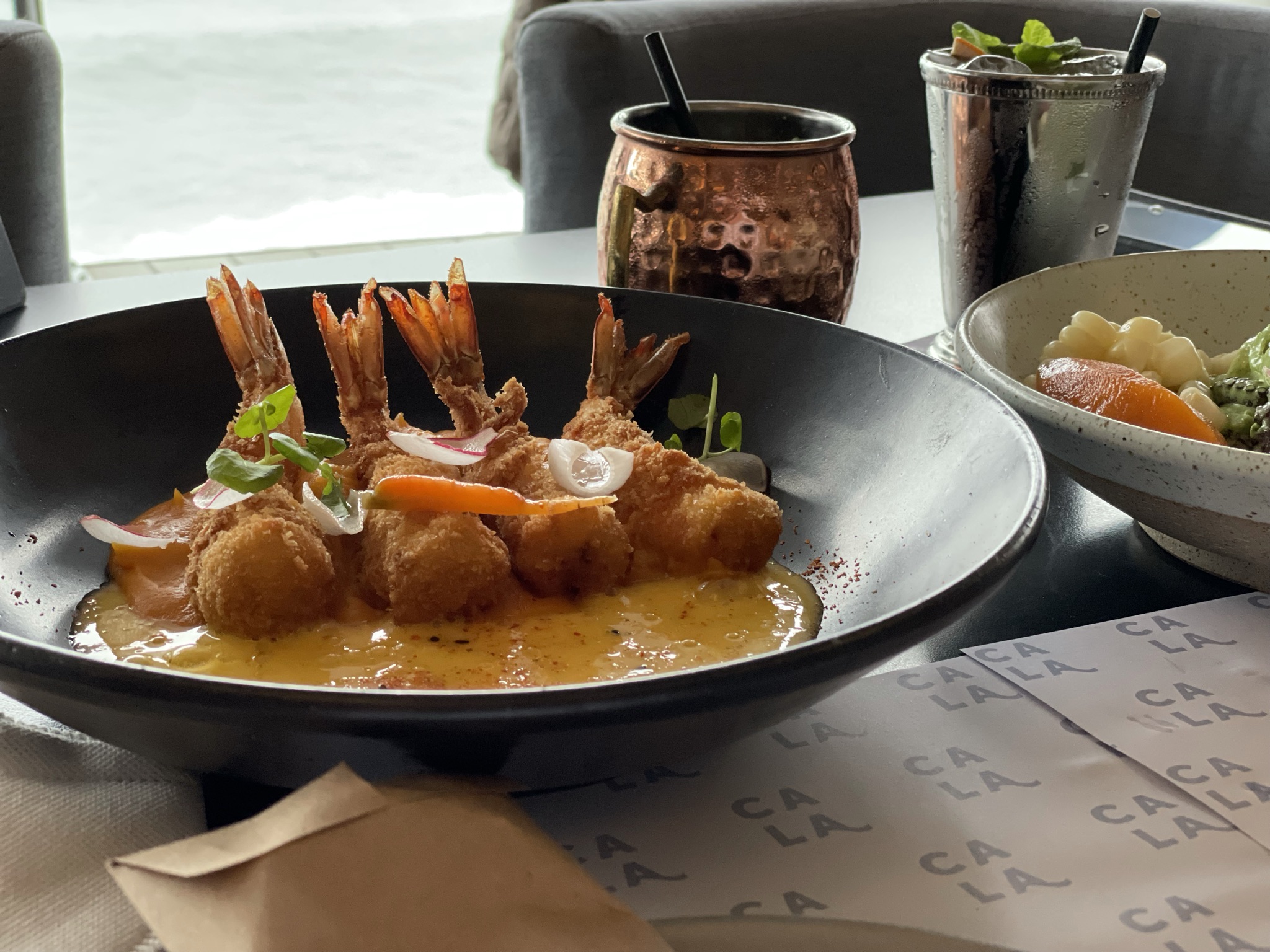 Grilled prawns at Cala restaurant on the Lima coast