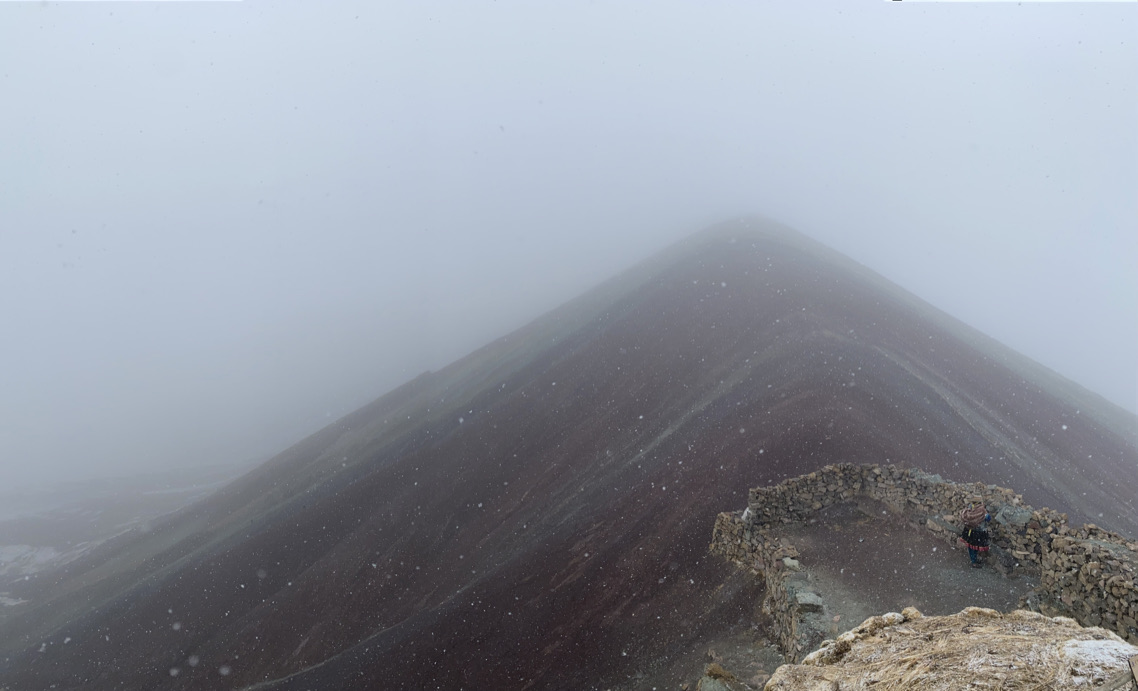Rainbow Mountain (Vinicunca) in a snowstorm